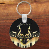 Muzieknoten voor zwart en goud sleutelhanger (Achterkant)