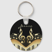 Muzieknoten voor zwart en goud sleutelhanger (Achterkant)