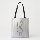 Muzieknoten voor zwarte Treble Stripes Tote Bag (Voorkant)