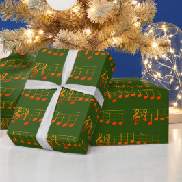 Muzieknoten Wij wensen u een prettige kerstkoorden Cadeaupapier