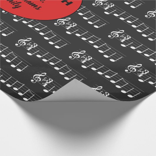 Muzieknoten Wij wensen u een prettige kerstkoorden Cadeaupapier (Hoek)