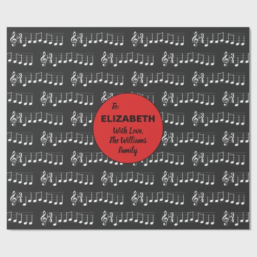 Muzieknoten Wij wensen u een prettige kerstkoorden Cadeaupapier (Vlak)