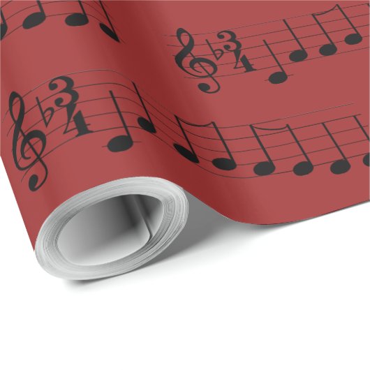 Muzieknoten Wij wensen u een prettige kerstkoorden Cadeaupapier (Rol Hoek)