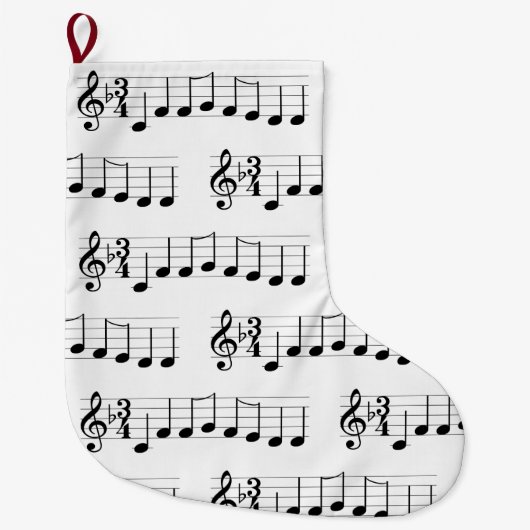 Muzieknoten Wij wensen u een prettige kerstkoorden Grote Kerstsok (Voorkant)