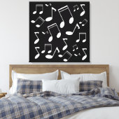 Muzieknoten wit canvas afdruk (Insitu (Slaapkamer))