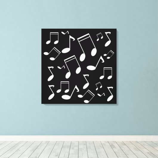 Muzieknoten wit canvas afdruk (Insitu (Houten vloer))