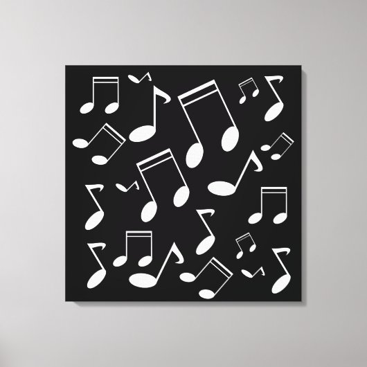 Muzieknoten wit canvas afdruk (Voorkant)