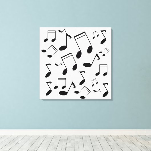 Muzieknoten zwart canvas afdruk (Insitu (Houten vloer))