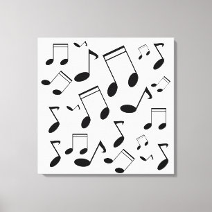 Muzieknoten zwart canvas afdruk