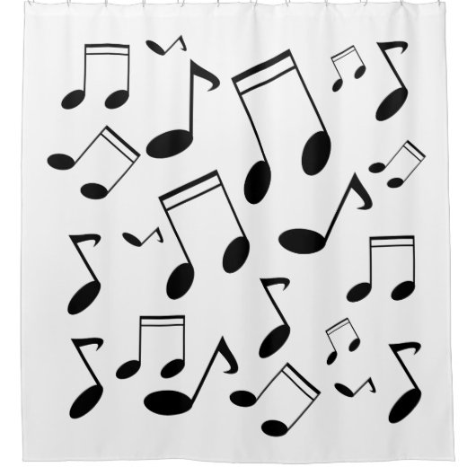 Muzieknoten zwart douchegordijn (Voorkant)