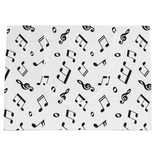 Muzieknoten zwart en wit groot cadeauzakje (Voorkant)
