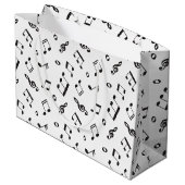 Muzieknoten zwart en wit groot cadeauzakje (Achterkant Gekanteld)