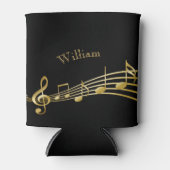 Muzieknoten Zwart Goud Naam Blikjeskoeler (Voorkant)