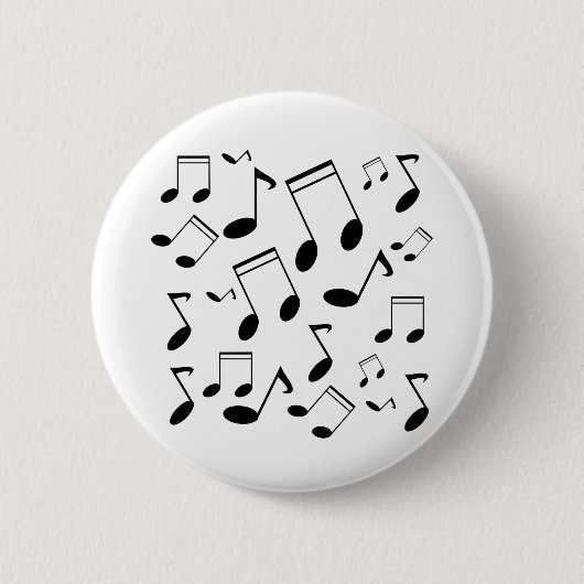 Muzieknoten zwart ronde button 5,7 cm (Voorkant)