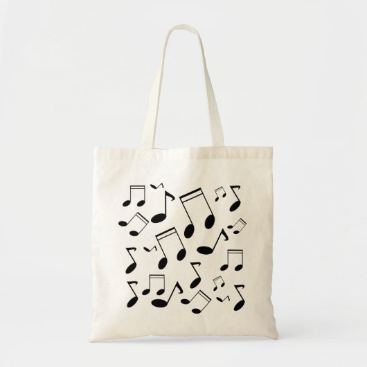 Muzieknoten zwart tote bag (Voorkant)
