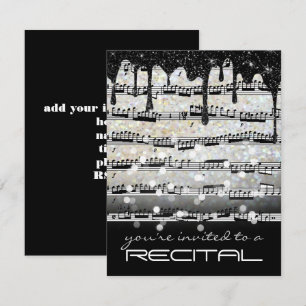 muzieknoten zwart-wit recital kaart