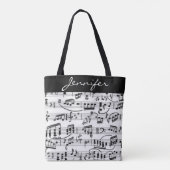 Muzieknoten zwart-wit tote bag (Achterkant)