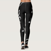 muzieknoten Zwarte en Witte Leggings (Achterkant)