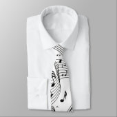 muzieknoten Zwarte en Witte Necktie Stropdas (Gebonden)