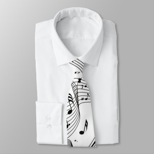 muzieknoten Zwarte en Witte Necktie Stropdas (Gebonden)