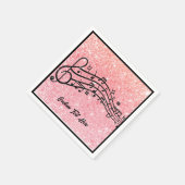 Muzieknoten zwarte roze glitter Sparkle personalis Servet (Hoek)