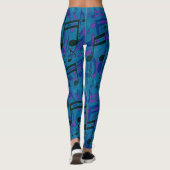 Muzieknoten Zwirly Musical Pattern Blue Paars Leggings (Achterkant)
