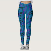 Muzieknoten Zwirly Musical Pattern Blue Paars Leggings (Voorkant)