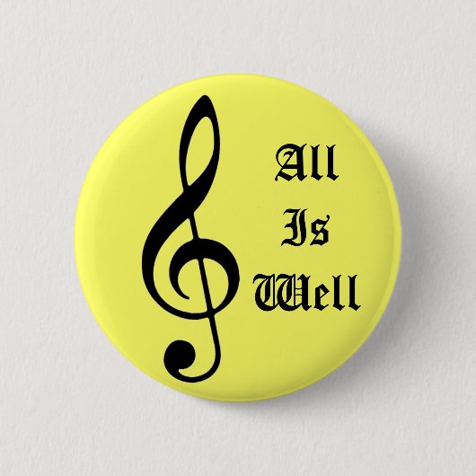 Muzieknotitie, AllIsWell Ronde Button 5,7 Cm (Voorkant)