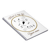 Muzieknotitie en gepersonaliseerde tekst notitieboek (Rechterzijde)