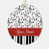 Muzieknotitie en pianornament keramisch ornament (Links)