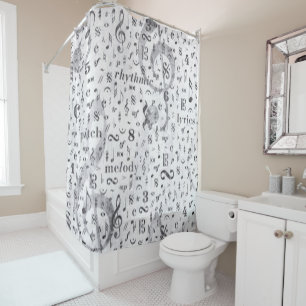 Muzieknotitie en Symbool Shower Curtain Douchegordijn
