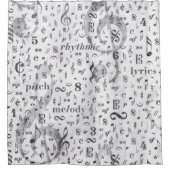 Muzieknotitie en Symbool Shower Curtain Douchegordijn (Voorkant)