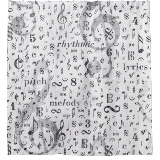 Muzieknotitie en Symbool Shower Curtain Douchegordijn (Voorkant)