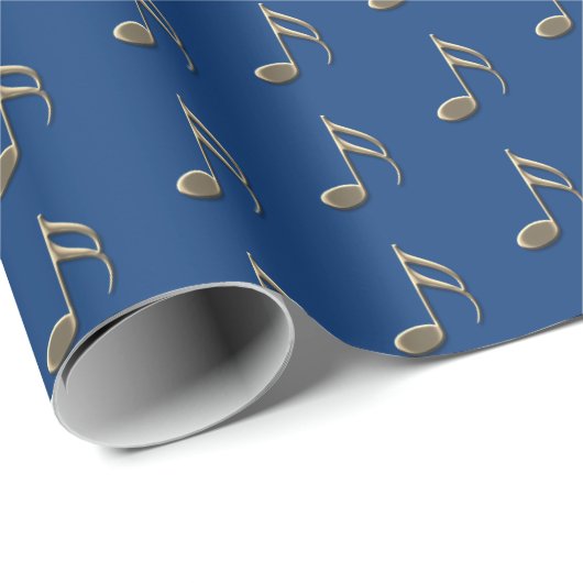 Muzieknotitie  Gold Blue Cadeaupapier (Rol Hoek)