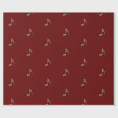Muzieknotitie Gold Red Cadeaupapier (Vlak)