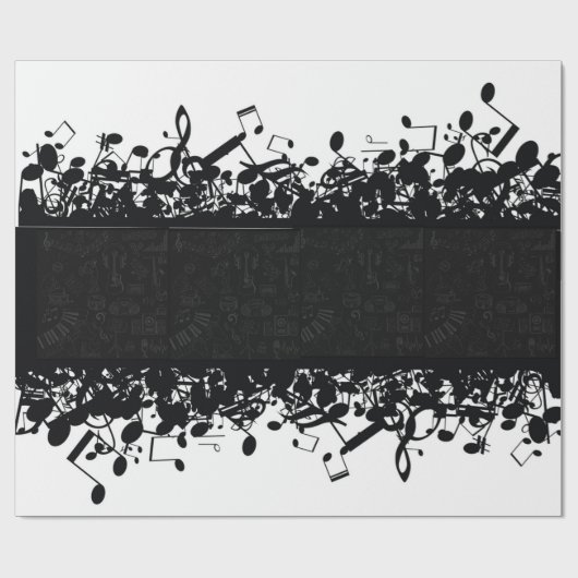 Muzieknotitie Guitar Classic Gift Wrapping Paper Cadeaupapier (Vlak)