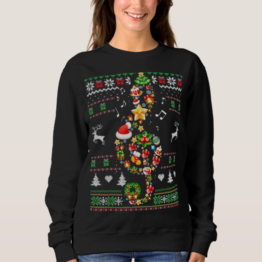 Muzieknotitie Kerstmis Ugly Sweater Musical Teache (Voorkant)