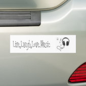 muzieknotitie, live, Laugh, Love Music Bumpersticker (Op auto)