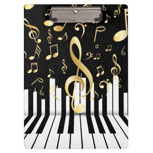 Muzieknotitie Luxe gouden pianotoetsen Klembord (Voorkant)
