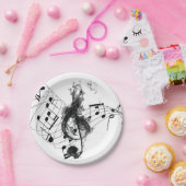 Muzieknotitie Luxe zwart-wit Papieren Bordje (Feest)