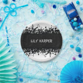 Muzieknotitie Luxe, zwart-wit, speciaal aangepast Papieren Bordje (Feest)