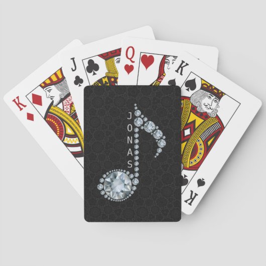 Muzieknotitie met monogram speelkaarten (Achterkant)