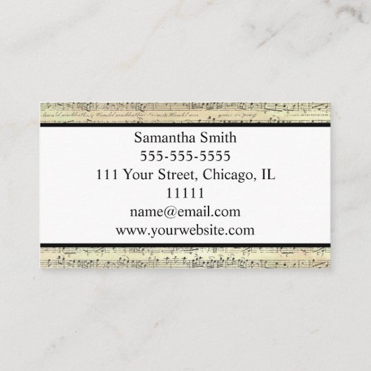  muzieknotitie Musiciaanse muziekopnemer Visitekaartje (Achterkant)