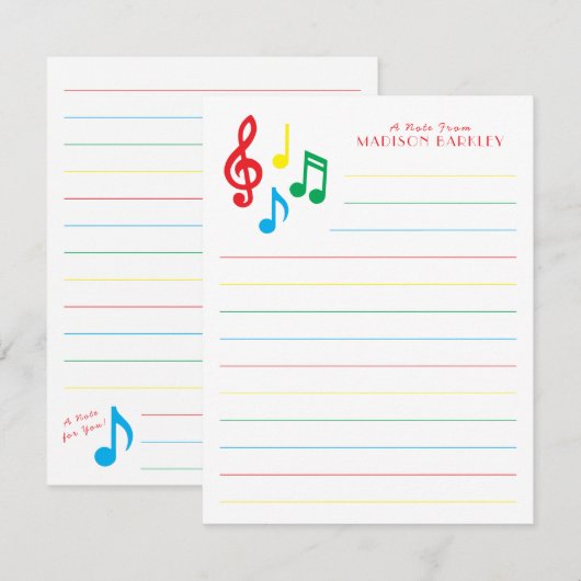 Muzieknotitie Muzikant Leraar Dankjewel Kaart (Voorkant / Achterkant)