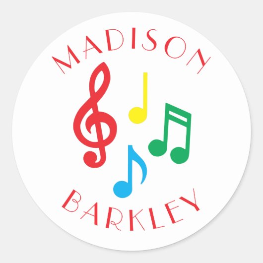Muzieknotitie Muzikant leraar Klassieke ronde Stic Ronde Sticker (Voorkant)