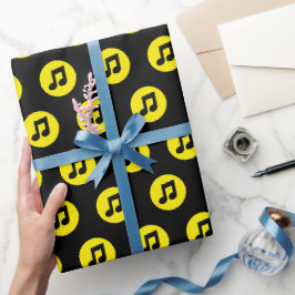Muzieknotitie over geel cadeaupapier