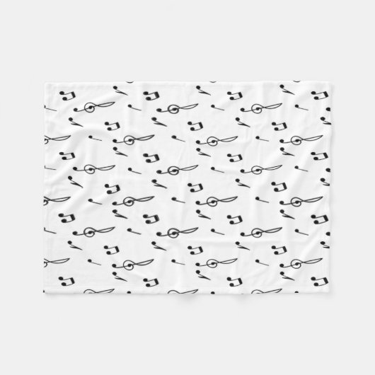 muzieknotitie Pattern Music Theme Treble Clef Fleece Deken (Voorkant (Horizontaal))