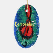 Muzieknotitie rood, groen en blauw ovaal keramisch ornament (Rechts)