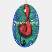 Muzieknotitie rood, groen en blauw ovaal keramisch ornament (Links)