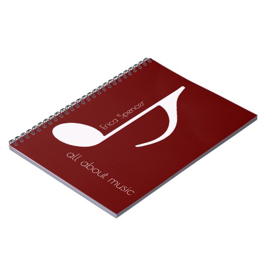 Muzieknotitie rood, muzieklessen notitieboek (Linkerzijde)